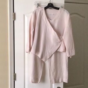 Bryn Walker 2-Piece linen wrap top & pants SZ SM.